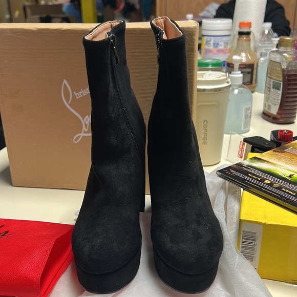 Suede Platform Ankle Boots Side Zip | Antelope Shoes NIB Black supple suede ankle boots with chunky block heels and platform.